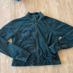 lululemon athletica Teal ribbed velvet Zip-Up Sweatshirt